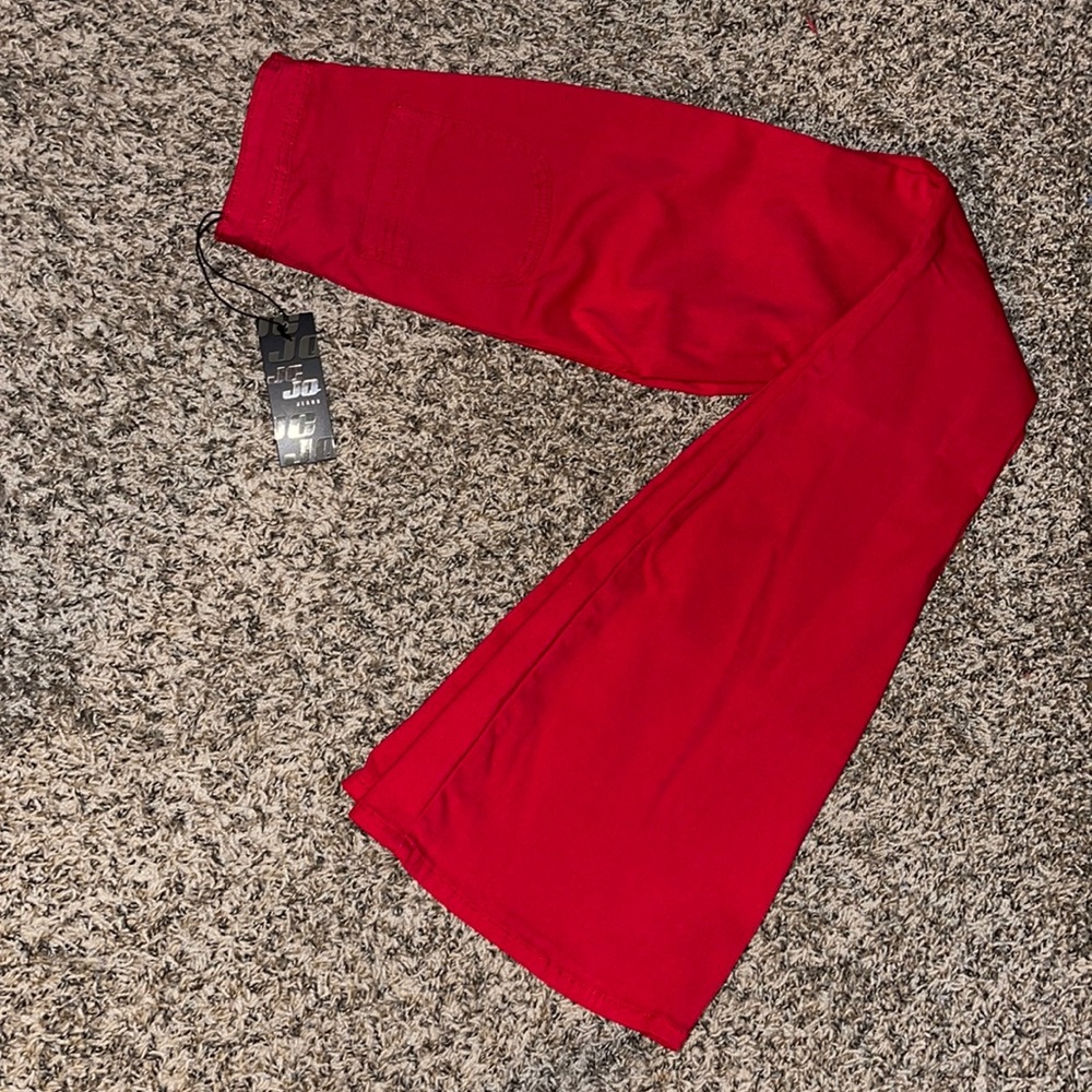 Wide Flare High Rise Red Pants NWT